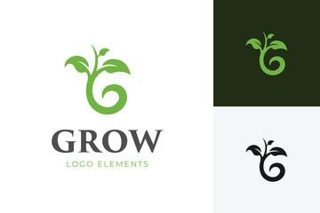 Letter G Growth plant logo icon design for agriculture, farmer, agronomy vector logo illustration