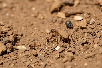 Insects Crawling on the Earth Ants or other insects scurry acros