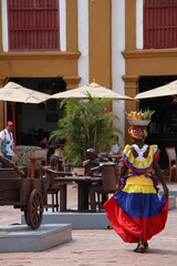 Colorido t&iacute;pico en Cartagena, Colombia