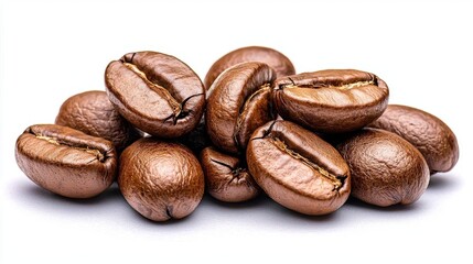 Naklejka premium A photostock images of roasted coffee beans, isolated on white background, High Quality