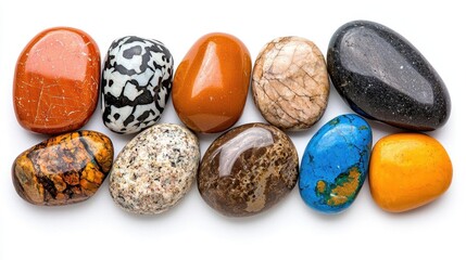 A photostock images of various types of stones, isolated on white background, High Quality
