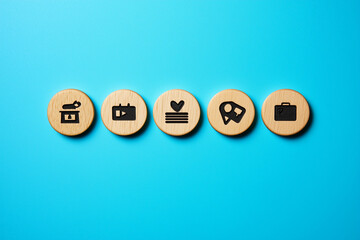 Creative Icons on Blue Background