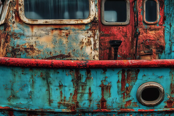 Rusty Vintage Boat Close-Up
