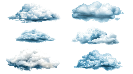Realistic Set of Isolated Clouds on a Transparent Background Generative AI