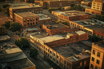 Fototapeta premium Urban Rooftop Views at Sunset