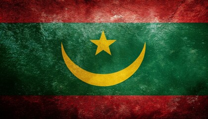 古いビンテージのモーリタニアの国旗(Old grunge vintage Mauritania flag.)

