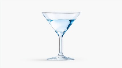 Side view of a minimalist coupe glass with a short stem, its wide rim and delicate curves perfectly displayed against a smooth white background.