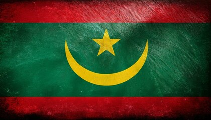 古いビンテージのモーリタニアの国旗(Old grunge vintage Mauritania flag.)
