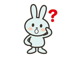 不思議に思い頭を傾げるかわいいうさぎさんのイラスト