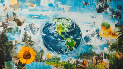 Global warming is a serious problem. This art piece uses photos and drawings to show how we can protect our planet. It talks about ideas for saving the environment and how our actions harm the Earth.
