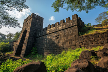 Fototapeta premium Historic Stone Fortification Under Blue Sky