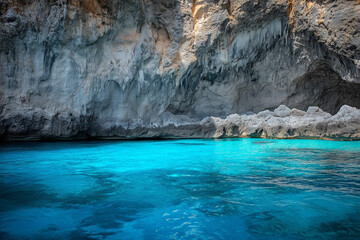 Naklejka premium Serene Blue Waters and Rocky Cliffs