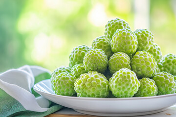 Obraz premium Fresh Green Berries on Plate