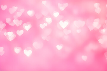 Abstract pink heart glitter light bokeh background. 