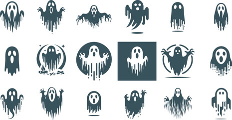 ghosts and specters in a collection of simple minimalist stencil designs