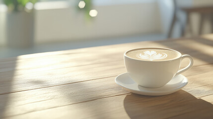 Fototapeta premium a cup of coffee on the parquet floor