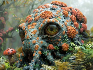 Surreal Fantasy Creature in Lush Forest