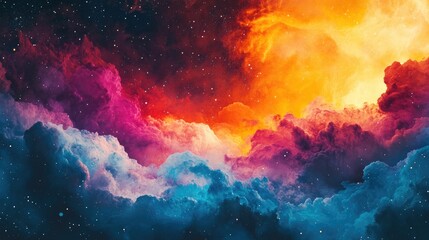 Vibrant cosmic nebula with colorful clouds Starry night in the cosmos Celestial scene inspired by astronomy Supernova themed backdrop for wallpaper