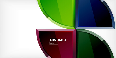 Obraz premium Abstract background - circles and round triangles with 3d effect. Vector Illustration For Wallpaper, Banner, Background, Card, Book Illustration, landing page