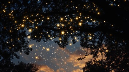 Naklejka premium Glittering stars light up the celestial night sky, a serene and breathtaking image of the universe's mysteries unfolding