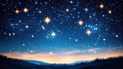Glittering stars light up the celestial night sky, a serene and breathtaking image of the universe's mysteries unfolding