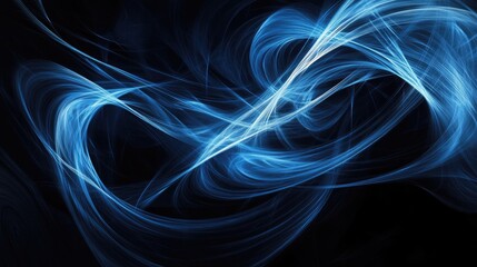 Obraz premium This striking image showcases intertwined dark forms accentuated by slender luminous blue lines exuding a contemporary and sophisticated atmosphere