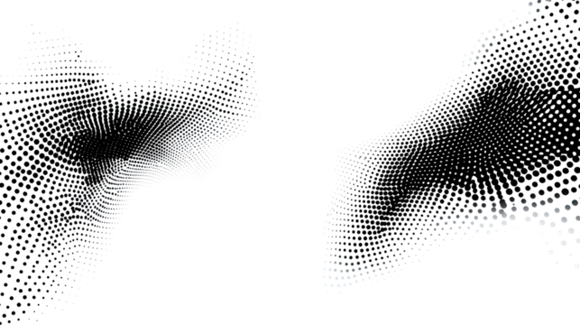 Vintage Distressed Halftone Dot Textures on Transparent Background Generative AI