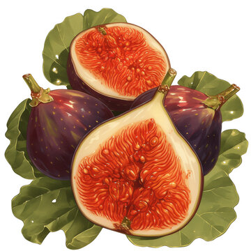 ripe figs on green leaves clip art preview