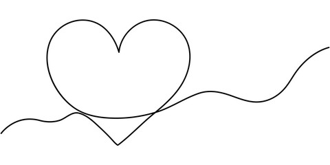 Heart. Abstract love symbol. Continuous line art drawing vector illustration, Hearts, Heart in continuous drawing lines. Continuous black line. The work of flat design. Symbol of love and tenderness