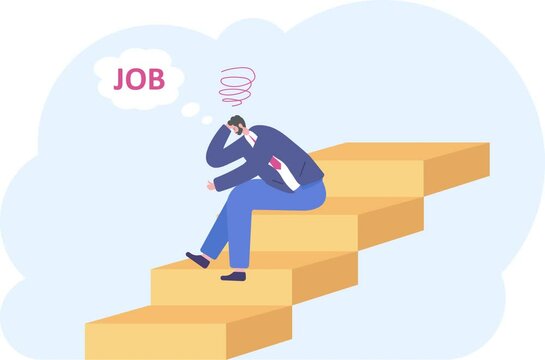 Desperate businessman looking for a job, illustration vector cartoon

