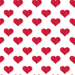 Paper heart seamless pattern. Love background for Valentine`s Day. 