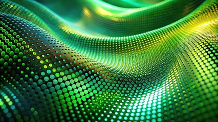 Abstract Green Curved Surfaces and Halftone Dots - Tilt-Shift Photography for Unique Backgrounds, Textures, and Patterns in Contemporary Design, Art, and Digital Media