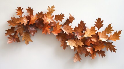 Fototapeta premium reliefs of maple and oak leaves, giving the illusion of movement as if they are gently blowing in the wind