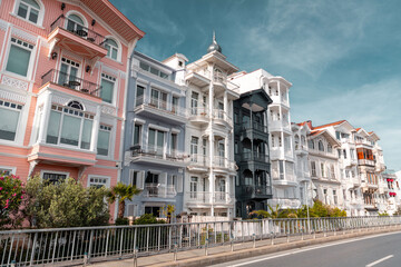 Fototapeta premium Historical streets of Arnavutkoy, an affluent district and a popular touristic spot in Besiktas, Istanbul, Turkiye