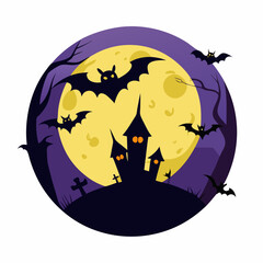 halloween background with pumpkin and bats