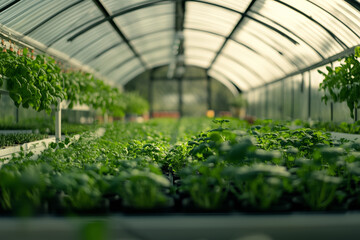 Lush Greenhouse with Growing Plants