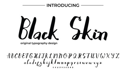Black Skin Font Stylish brush painted an uppercase vector letters, alphabet, typeface