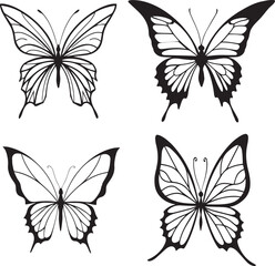 set of butterfly silhouette vector art 