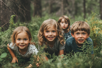 Fototapeta premium Joyful Children Playing in Nature