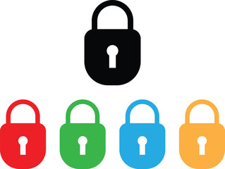 Colorful padlock icon set in different colors . Lock icon . Vector illustration
