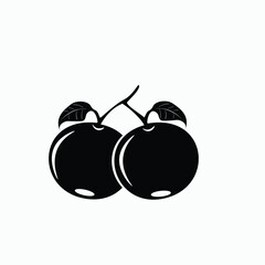 silhouette of two fresh leafy oranges, on a white background, logo