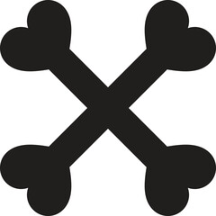 Crossed dog bones icon with heart shape . Dog bones icon vector
