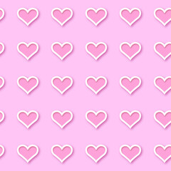 Cute 3d heart seamless pattern. Love background for Valentine`s Day. 