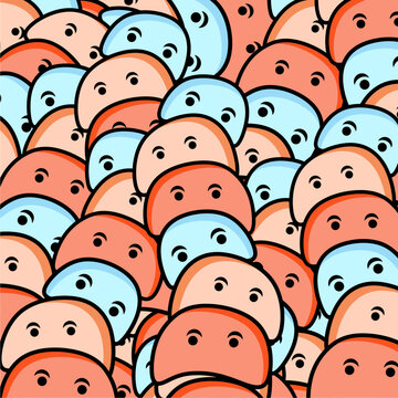 abstract round cartoon head background. wallpaper with moci cartoon head. colorful cartoon background.