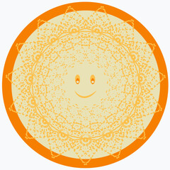 Good mood icon with sun rays. Yellow bubble, sun for a healthy lifestyle, good mood, energy. Vector illustration.