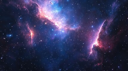 Naklejka premium Abstract cosmic background featuring nebulae and galaxies in a vast outer space setting