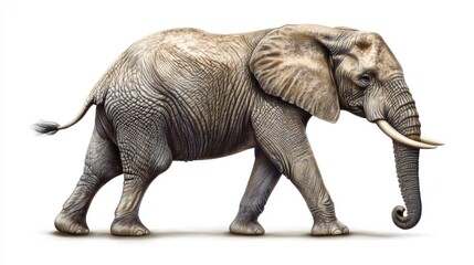 Obraz premium Realistic illustration of an elephant on a white background