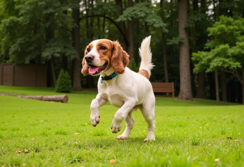 Cute dog performing "Dance" trick