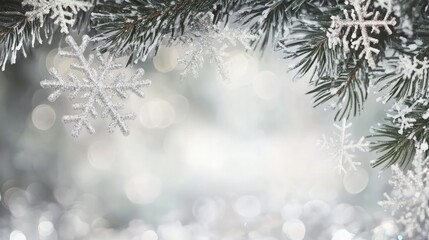 Charming Grey Background for Christmas Featuring Glistening Snowflakes