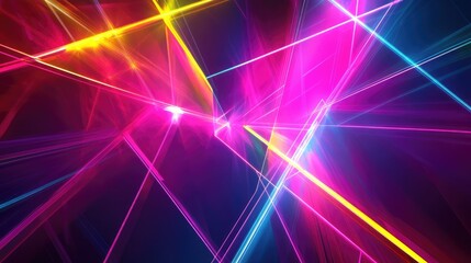 Futuristic wallpaper featuring radiant laser lines over an abstract geometric neon backdrop